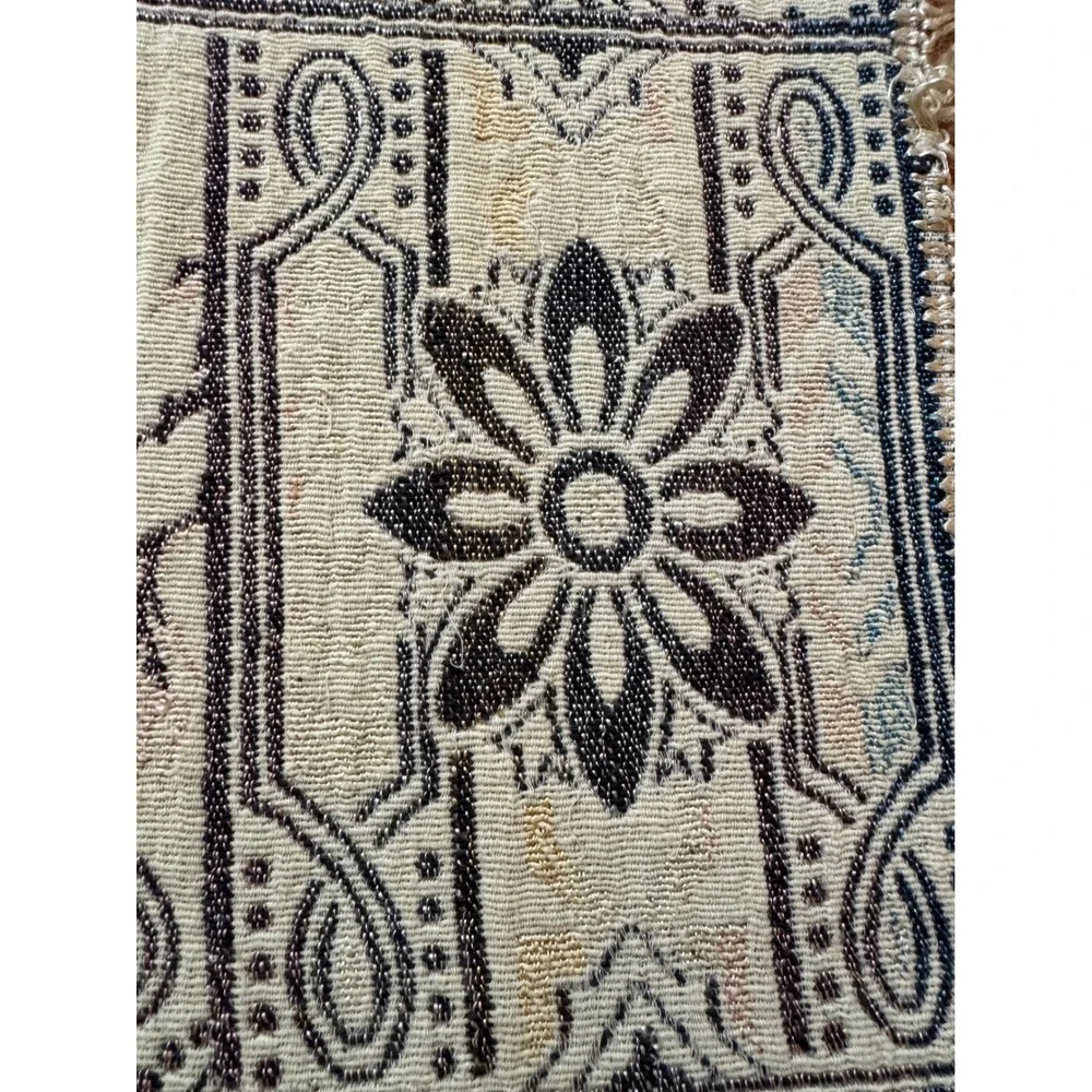 Vintage Woven Tapestry Throw Blanket Persian Style Horse Mosque Fringe 48x44